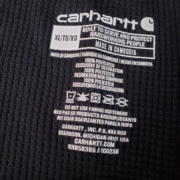 NWT CARHARTT Men's XL Regular FORCE Midweight Waffle Base Layer Pant Black - Picture 3 of 10